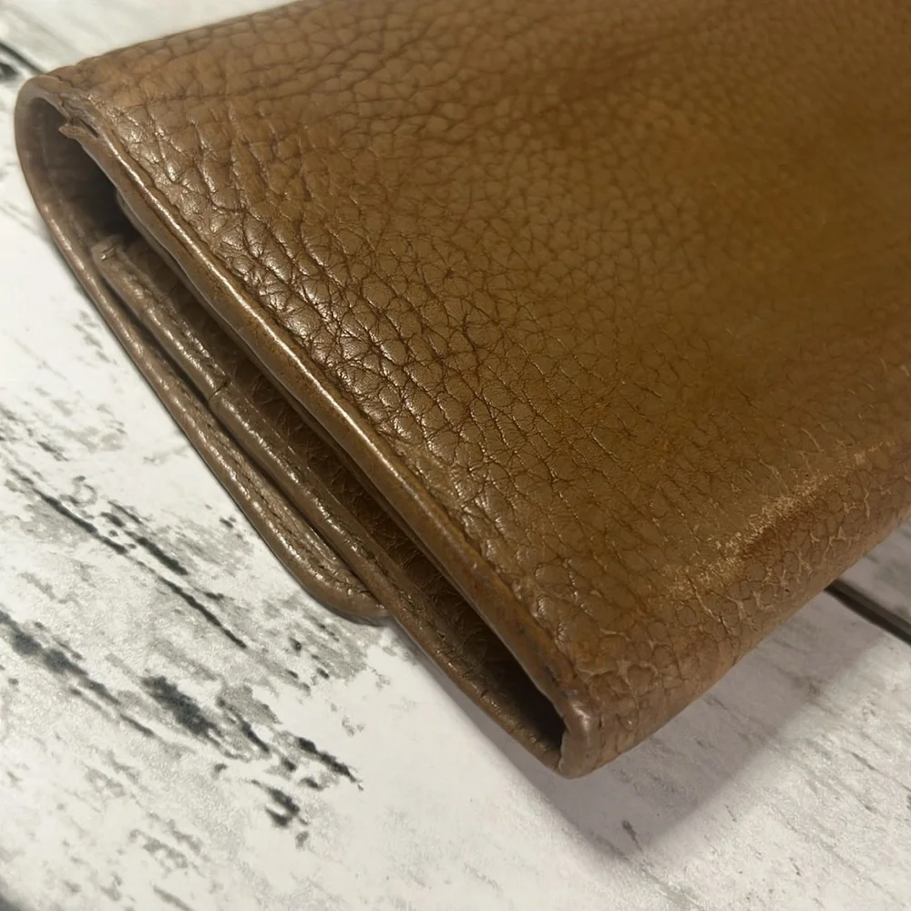 BVLGARI Bulgari Brown Pebbled Leather Wallet Clutch